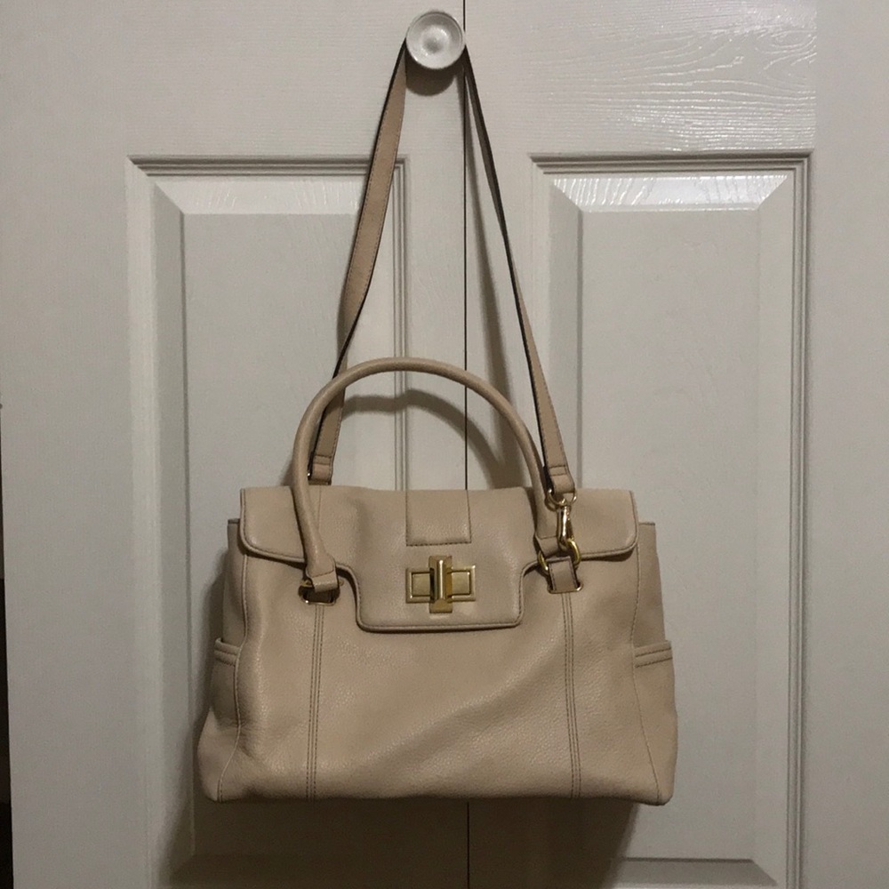Beige Purse with gold hardware